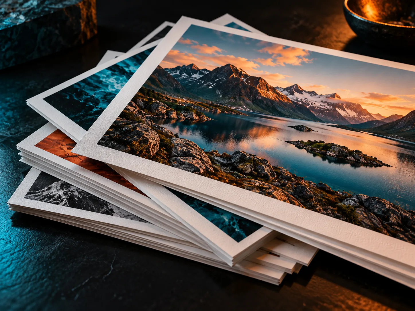 Colección de copias fotográficas impresas sobre papel de calidad